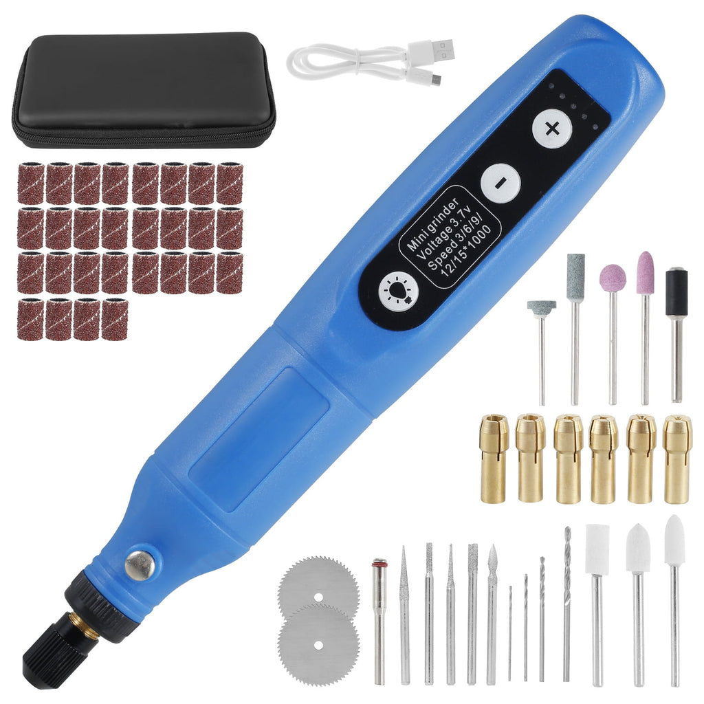 BUTORY Cordless Rotary Tool Adjustable Speed Mini Electric Grinder Rechargeable Handheld Engraving Pen with 5 Speed and LED Light for Sanding Polishing Drilling Carving