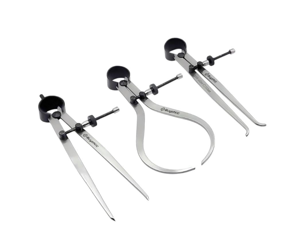 Buyohlic Spring Inside Outside Divider Caliper Set of 3 Pieces 6" inch 150 mm Measuring Tool