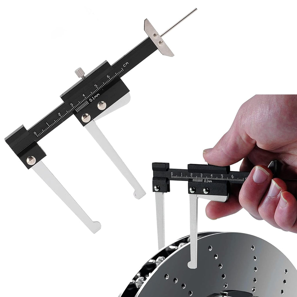 CATPAN Disc Brake Micrometer Metric Brake Disc Depth Measuring Caliper, 0-60mm High Precise Tire Tread Depth Gauge 0.1mm Accuracy Portable, Manual Auto Brake Disc Depth Gauge