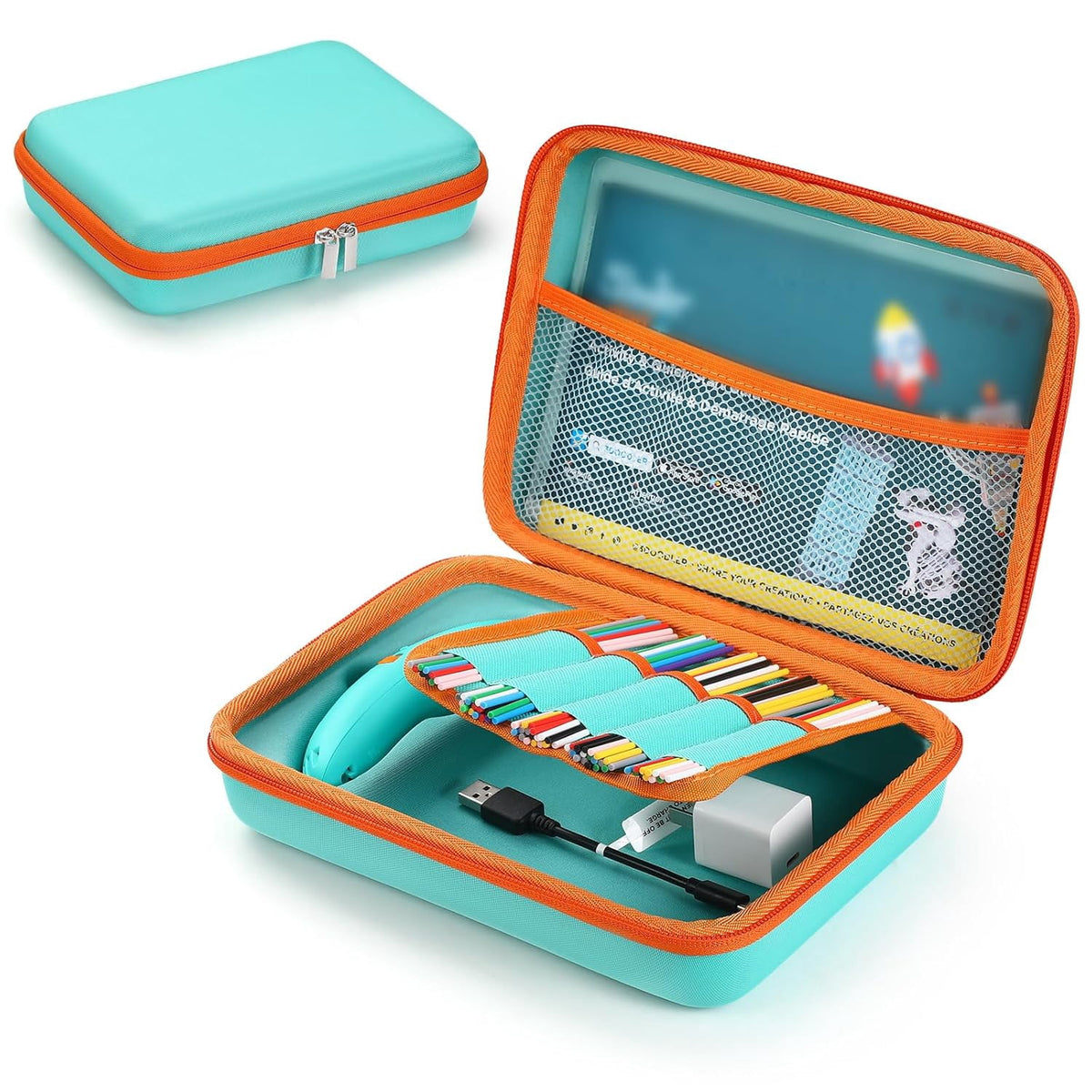 Hard Case Compatible with 3Doodler Start+ Essentials (2023) for 3D Pen Set for Kids, Art Activity Set Carrier Case for Printing Filament Refill and USB Charger,Blue (Box Only)
