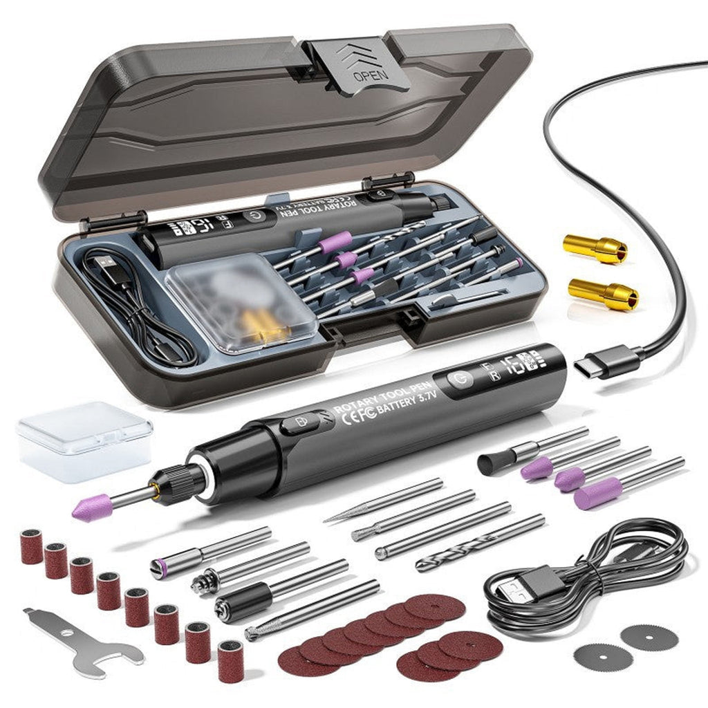 Cordless Rotary Tool Kit with LED Display, 6-Speed Portable Mini Drill Polishing Grinding Set, Type-C Rechargeable Power Rotary Tool