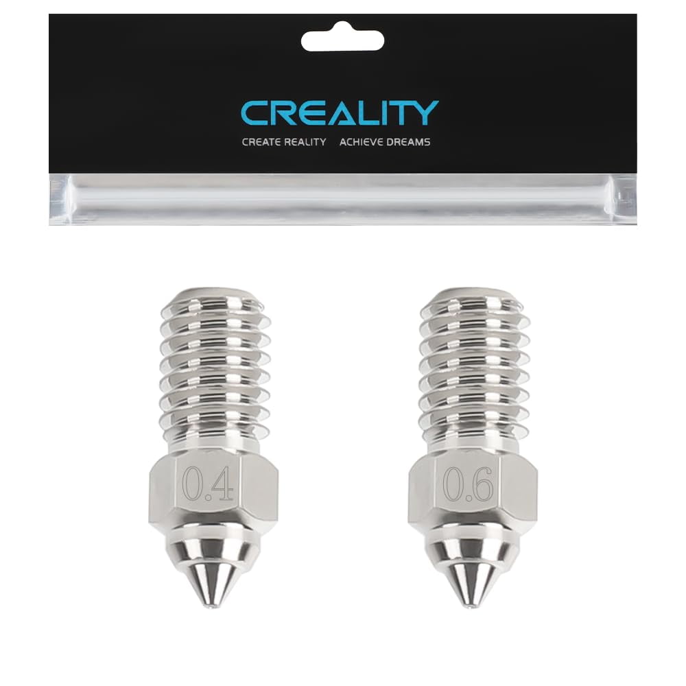 Creality 3D Printer Nozzles Kit, Copper Alloy Nozzle Set with 0.4mm Nozzle and 0.6mm Nozzle for Ender 5 S1/Ender -3 V3 SE/Ender 7 Fused Deposition Modeling 3D Printer