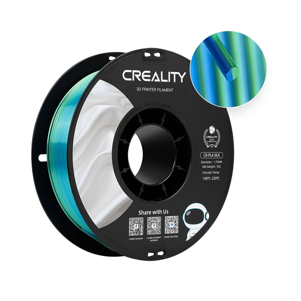 Creality 3D Printing Silk PLA Filament 3D Printer Gold Silver Shiny Filaments 1.75mm Neatly Wound Dimensional Accuracy +/- 0.03 mm Silk Smooth Printing 2.2lbs for Most 3D Printers