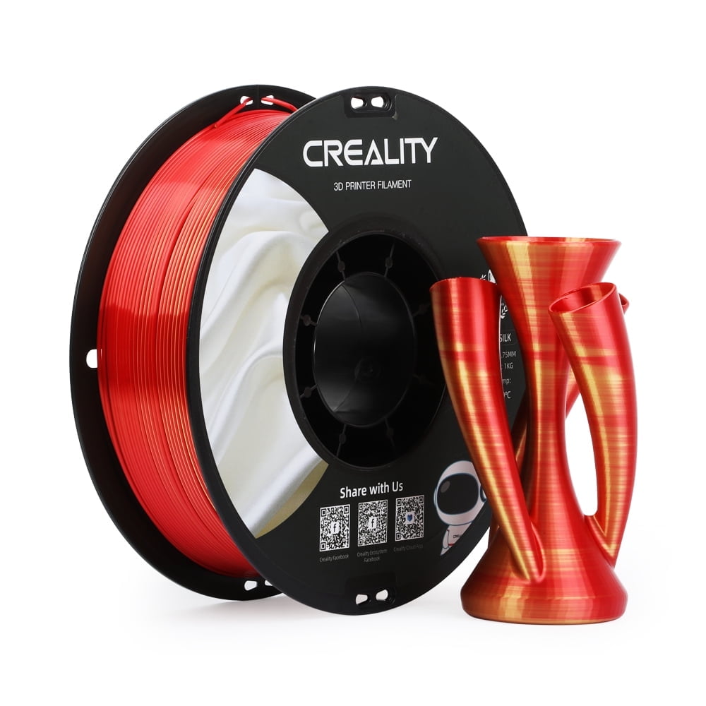 Creality 3D Printing Silk PLA Filament 3D Printer Gold Silver Shiny Filaments 1.75mm Neatly Wound Dimensional Accuracy +/- 0.03 mm Silk Smooth Printing 2.2lbs for Most 3D Printers