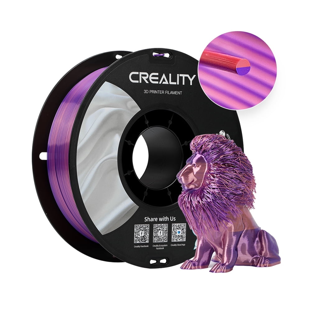 Creality 3D Printing Silk PLA Filament 3D Printer Gold Silver Shiny Filaments 1.75mm Neatly Wound Dimensional Accuracy +/- 0.03 mm Silk Smooth Printing 2.2lbs for Most 3D Printers
