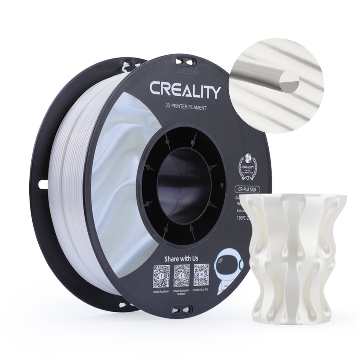Creality 3D Printing Silk PLA Filament 3D Printer Gold Silver Shiny Filaments 1.75mm Neatly Wound Dimensional Accuracy +/- 0.03 mm Silk Smooth Printing 2.2lbs for Most 3D Printers