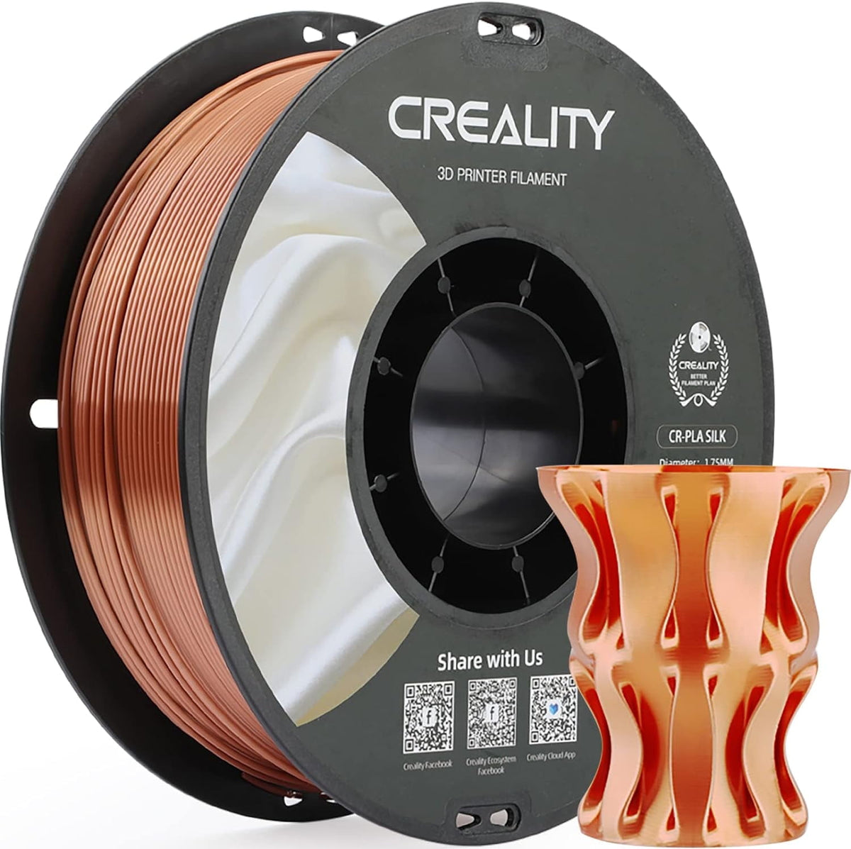 Creality 3D Printing Silk PLA Filament 3D Printer Gold Silver Shiny Filaments 1.75mm Neatly Wound Dimensional Accuracy +/- 0.03 mm Silk Smooth Printing 2.2lbs for Most 3D Printers