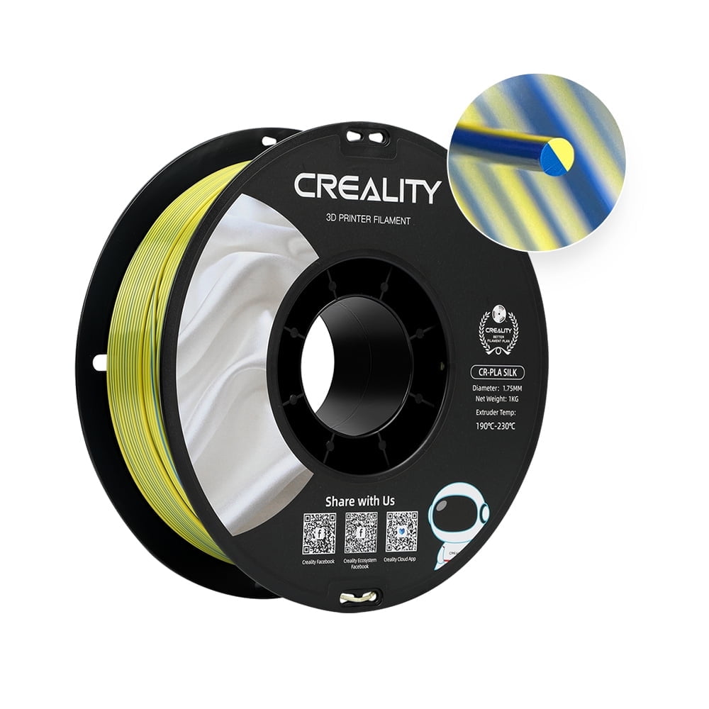 Creality 3D Printing Silk PLA Filament 3D Printer Gold Silver Shiny Filaments 1.75mm Neatly Wound Dimensional Accuracy +/- 0.03 mm Silk Smooth Printing 2.2lbs for Most 3D Printers