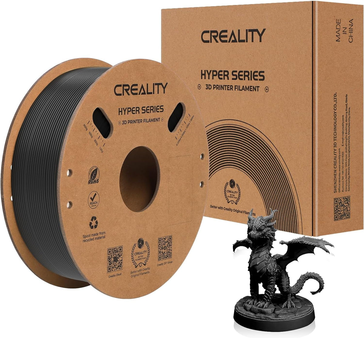 Creality Hyper ABS Filament 3D Printer Filament 1.75mm 350mm/s High-Speed Printing Dimensional Accuracy ± 0.05 mm 2.2lbs Compatible with Most 3D Printers, White