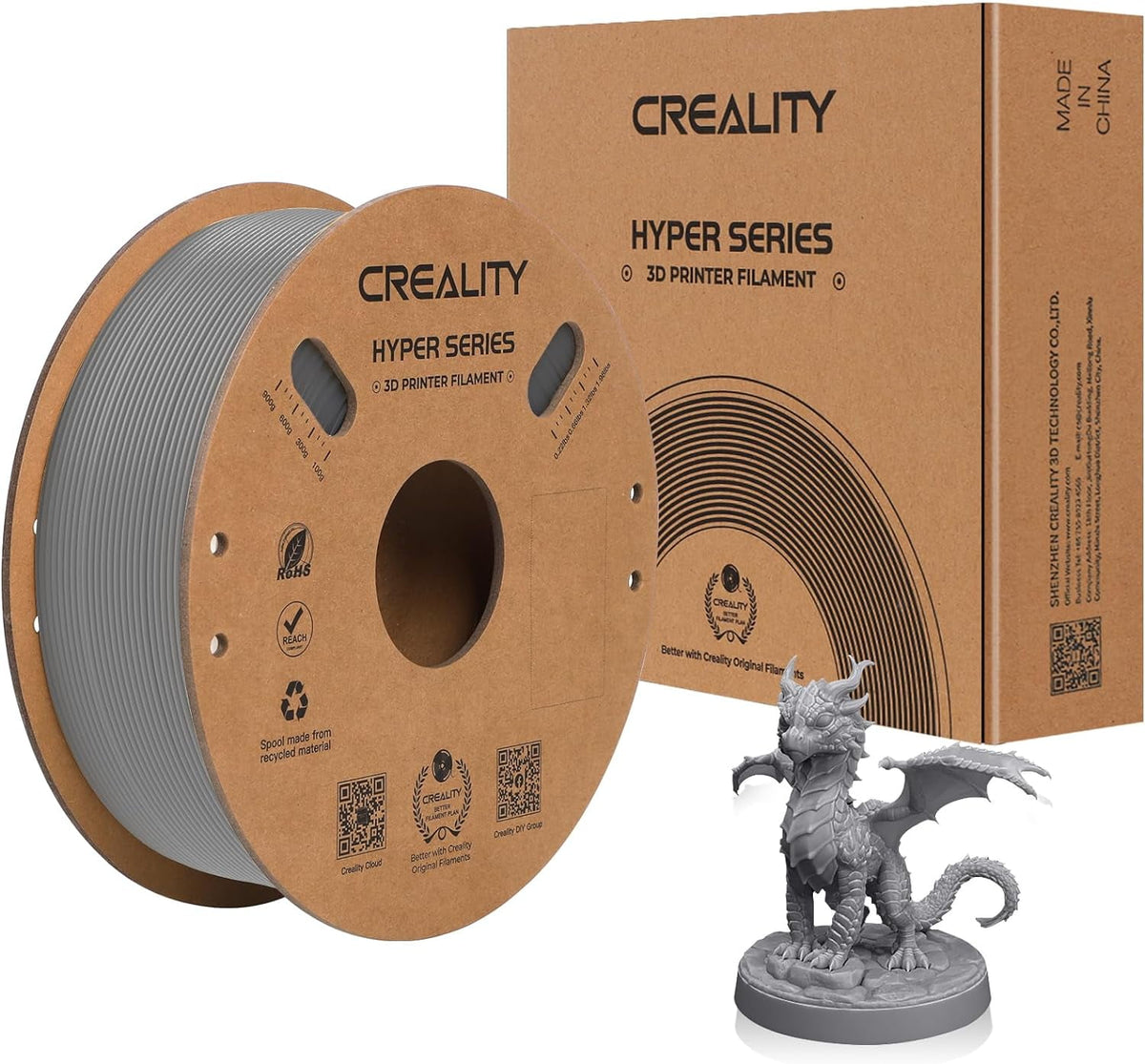 Creality Hyper ABS Filament 3D Printer Filament 1.75mm 350mm/s High-Speed Printing Dimensional Accuracy ± 0.05 mm 2.2lbs Compatible with Most 3D Printers, White