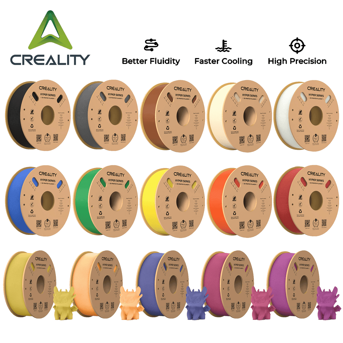 Creality Hyper PLA Filament 5kg/11lbs Spool K1 Max/Ender 3 V3 SE/KE Fused Deposition Modeling 3D Printer Filament 1.75 mm for Home Shcool Office Beginners