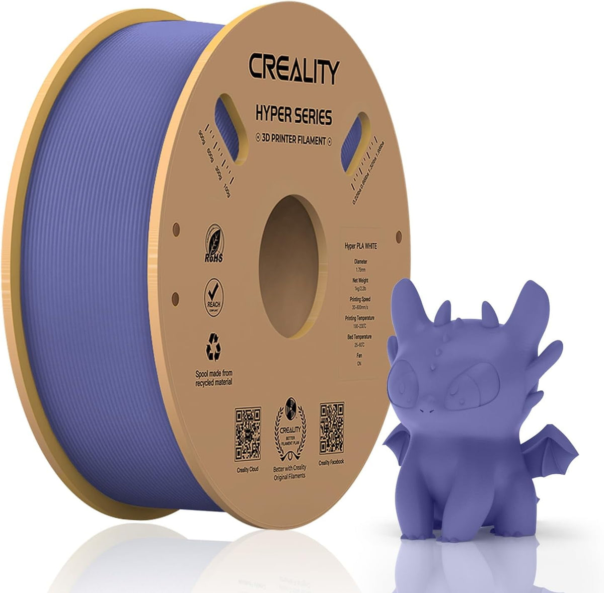 Creality Hyper PLA Filament 3D Printer Filament 600mm/s Higher Toughness High-Speed Printing Dimensional Accuracy +/- 0.03mm 1kg(2.2lbs) Compatible with Most 3D Printers, Red