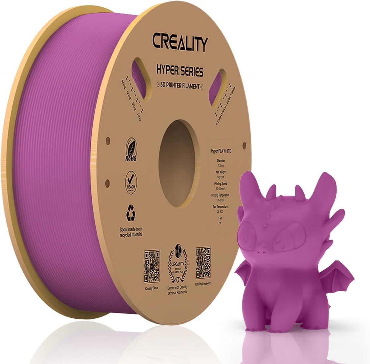 Creality Hyper PLA Filament 3D Printer Filament 600mm/s Higher Toughness High-Speed Printing Dimensional Accuracy +/- 0.03mm 1kg(2.2lbs) Compatible with Most 3D Printers, Red