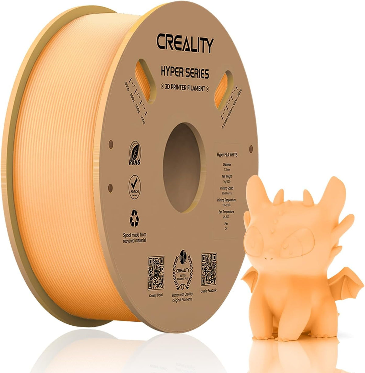 Creality Hyper PLA Filament 3D Printer Filament 600mm/s Higher Toughness High-Speed Printing Dimensional Accuracy +/- 0.03mm 1kg(2.2lbs) Compatible with Most 3D Printers, Red