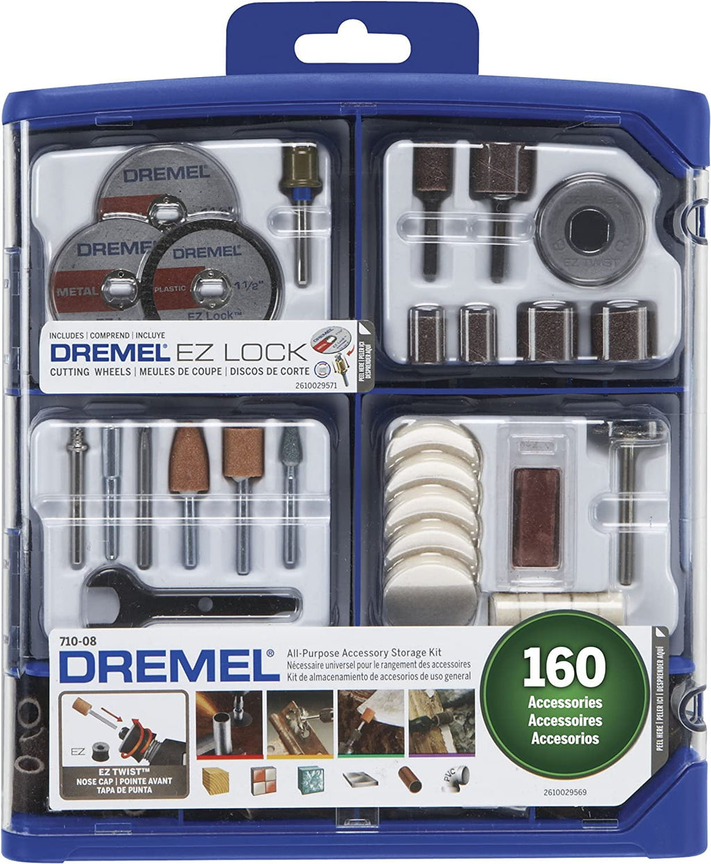 Dremel Rotary Tool Accessory Kit- Accessories- EZ Lock Technology- 1/8 inch Shank- Cutting Bits, Polishing Wheel And Compound, Sanding Disc And Drum, Carving, Sharpening, And Engraving 160-Pieces