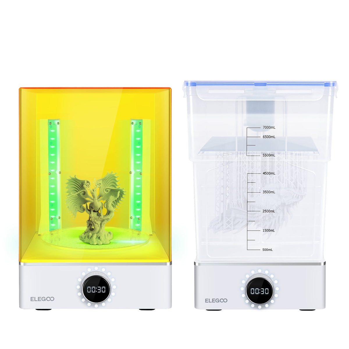 ELEGOO Mercury XS Bundle with Separate Washing and Curing Station for Resin 3D Printed Models Yellow