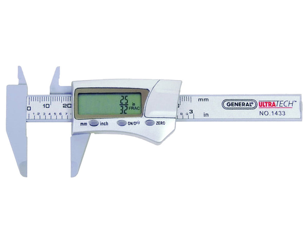 General Tools 1433 Fraction Plus Digital Fractional Caliper, Carbon Fiber, 3-Inch