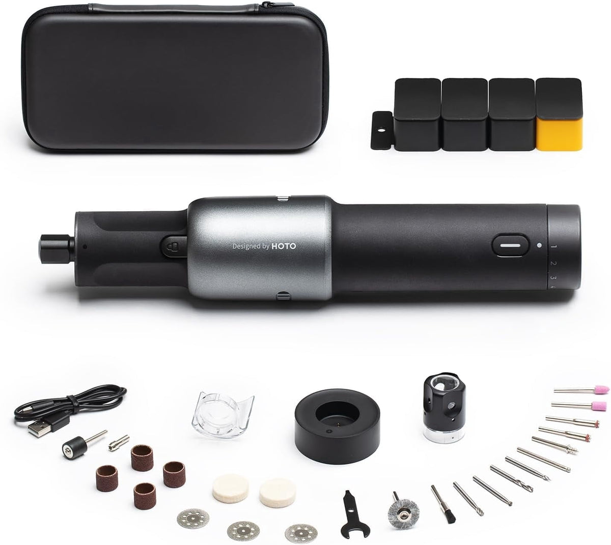 HOTO Cordless Rotary Tool Kit, 35-in-1 Mini Power Tool Set with LED Light, 5-Speed 25000 Rpm for Diy Crafts, Sanding & Carving