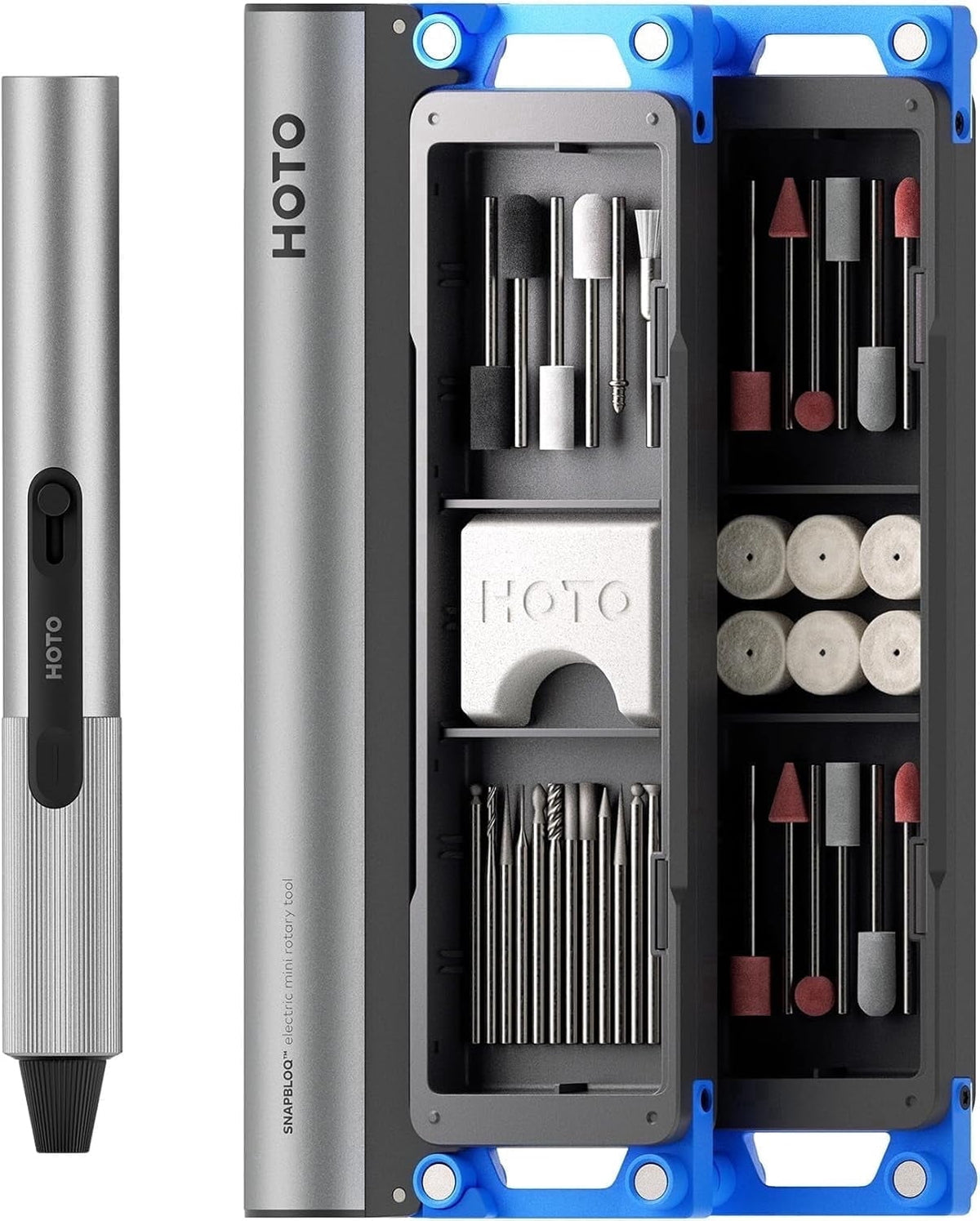 HOTO SNAPBLOQ™ D-A03 Mini Electric Drill Pen, 3-Speed Rechargeable Electric Engraving Pen, 20 Bits LED Light, for Carving, Jewelry Making, PCB, Wood, Plastic, DIY