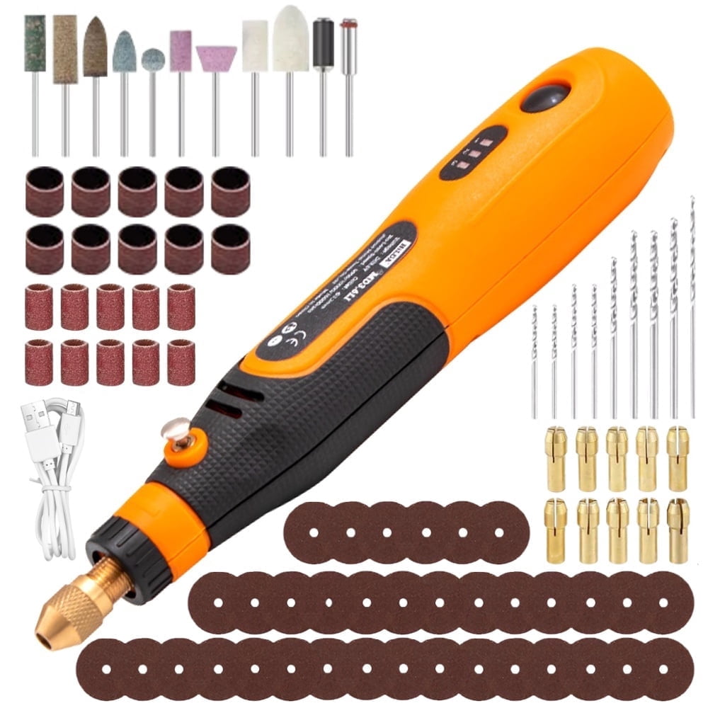 INTELIVE 57pcs Cordless Rotary Tool, Polishing Grinder Tool Kit, 3-Speed Electric Grinder Set, Multi-Purpose Rotary Tool for Sanding Polishing Drilling Etching Engraving Cutting Jewelry DIY