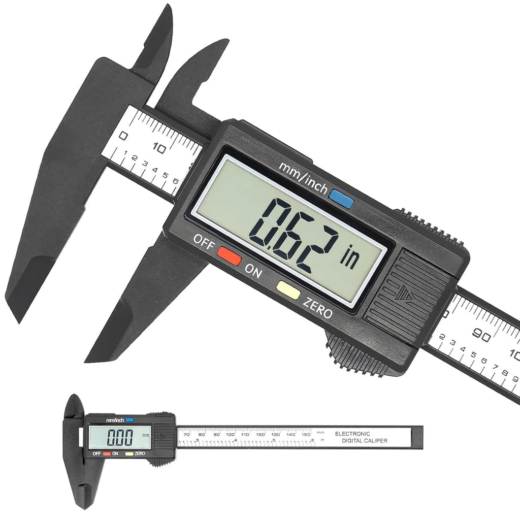 KASIU Electronic Digital Caliper,Plastic Vernier Caliper,Caliper Measuring Tool with "/Millimeter Conversion,Extra Large Lcd Screen,0-6 "/0-150 Mm,Auto Off Featured Micrometer Ruler
