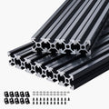 KFFKFF 10PCS 78.7in (2000mm) T Slot 2020 Aluminum Extrusion Profile, European Standard Anodized Linear Rail, Durable Aluminum Rail for 3D Printer, CNC Machine Projects, Laser Engraving, Black
