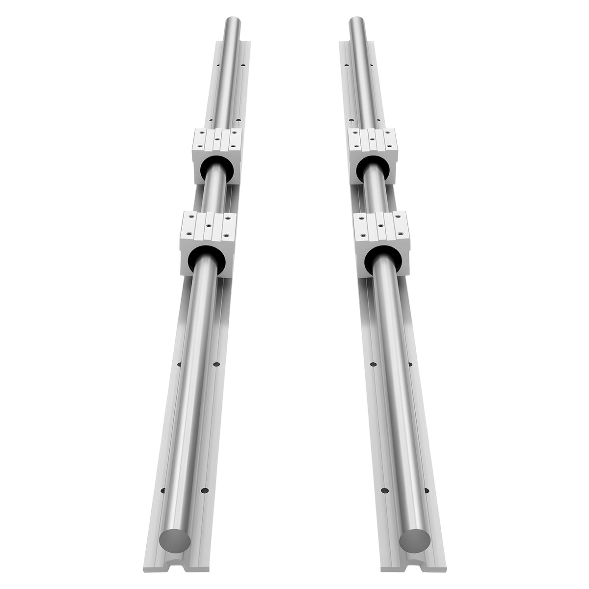 KFFKFF Linear Rail Kit, SBR25, Includes 2 Pieces of 1200 mm (47.24 inch) Motion Guide Rails and 4 Bearing Slide Blocks, Fully Supported Shaft, Suitable for Cutting, Grinding, Milling