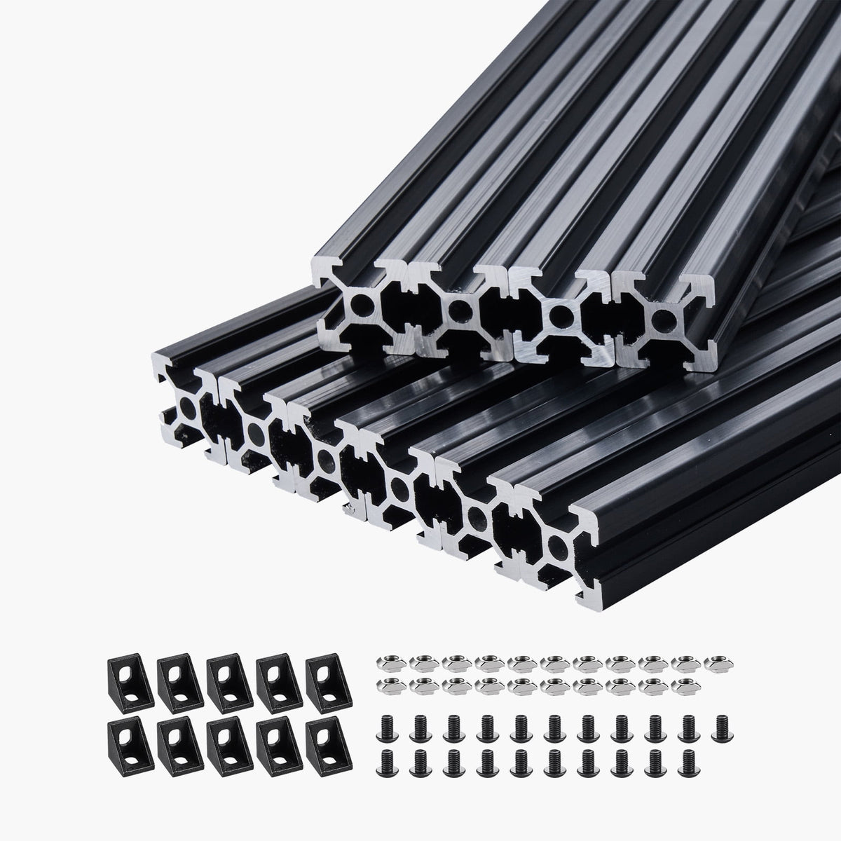 KFFKFF Set of 10, 59-inch (1500 mm) 2020 T Slot Aluminum Extrusion Profile, European Standard Anodized Linear Rail, Robust Extruded Aluminum Rail for 3D Printer, CNC Machine DIY, Laser Engraving