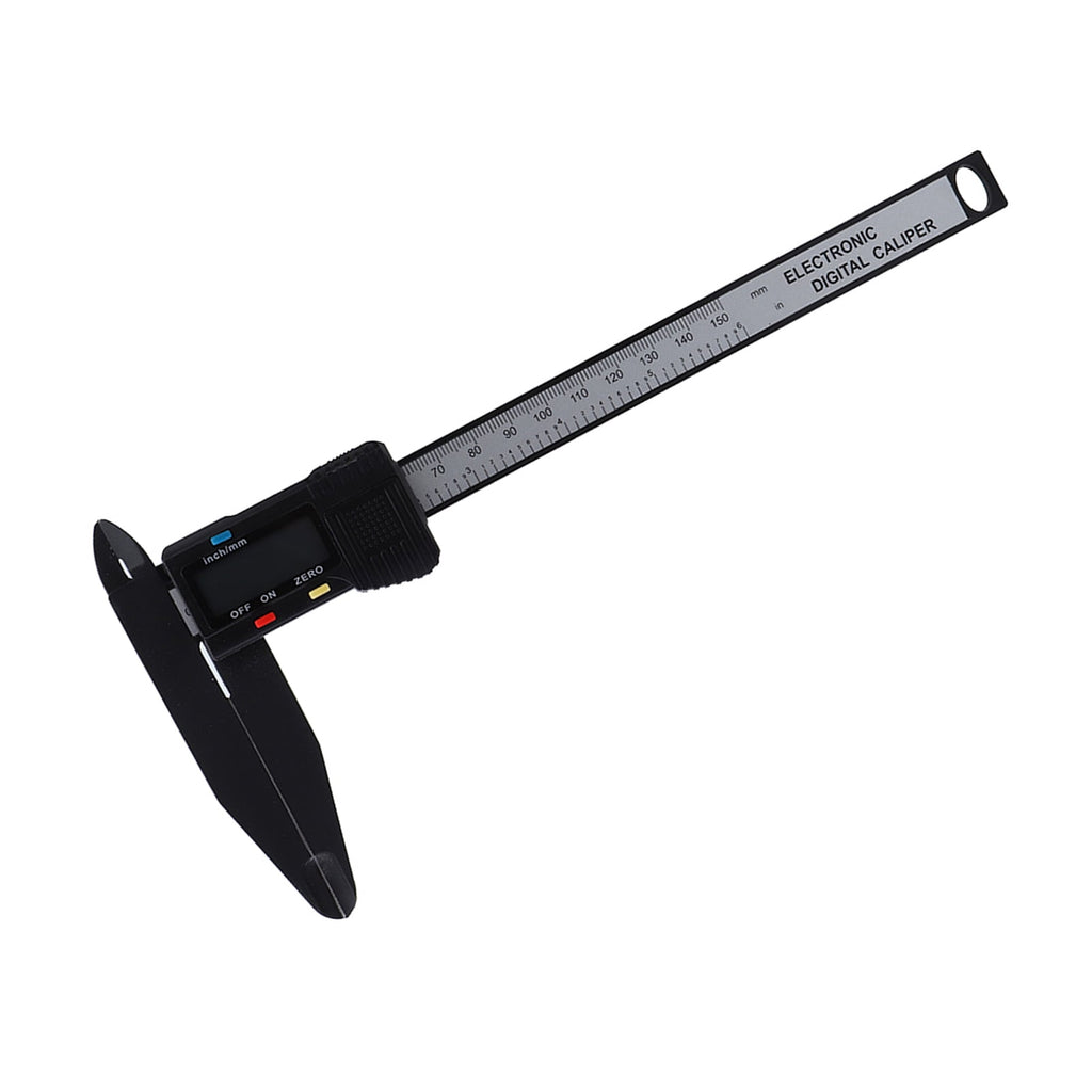 M Buder Digital Electronic Caliper 6 Inches / 150mm Carbon Fiber Ruler with Long Jaw Accurate Measuring Tool LCD Screen Display Metric Imperial Conversion for Woodworking DIY Home Improvement Black