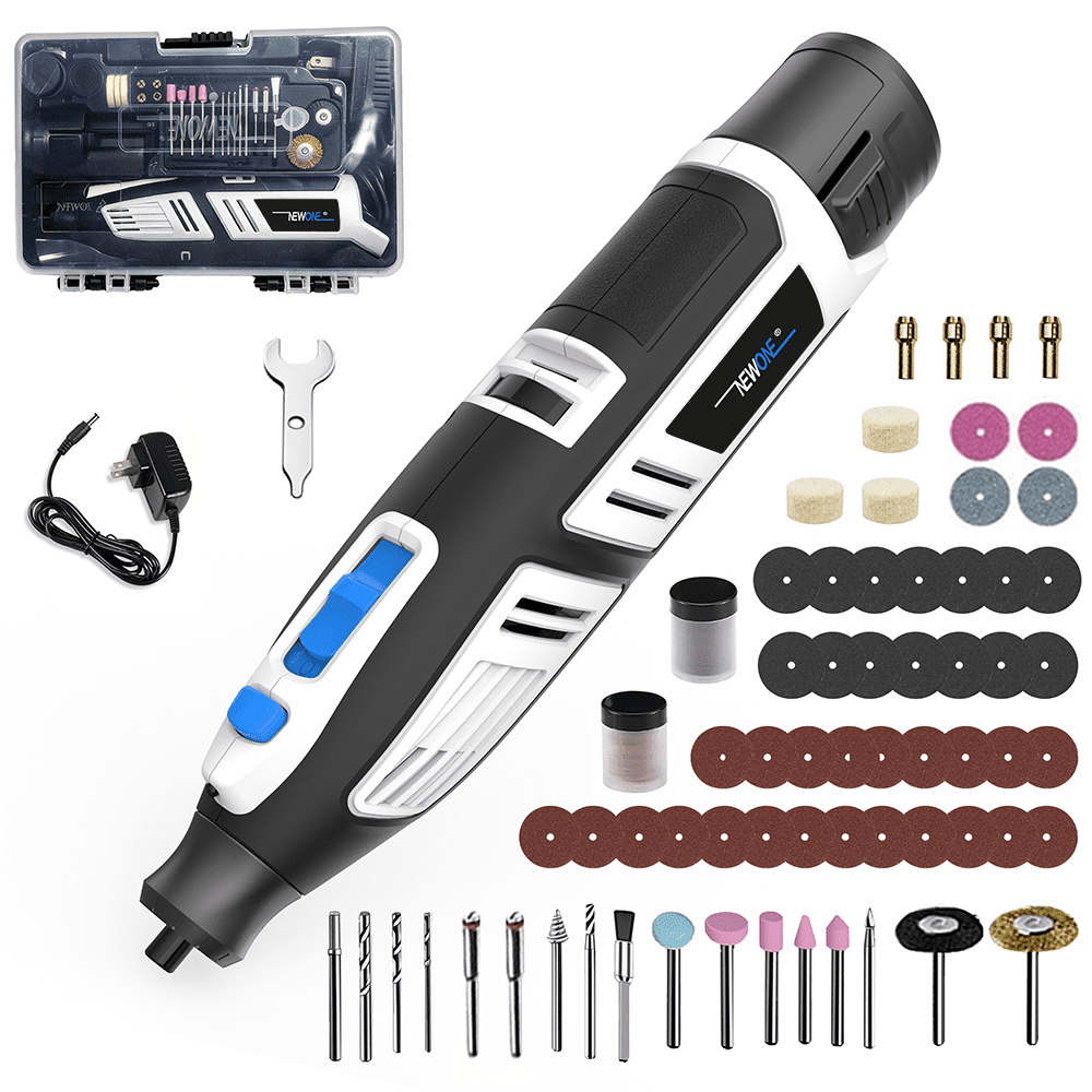 NEWONE 12V Cordless Rotary Tool Kit 6 Variable Speeds 5000-25000 RPM 104 PCS Accessories for Sanding, Polishing, Carving, Cutting, Drilling and DIY Crafts