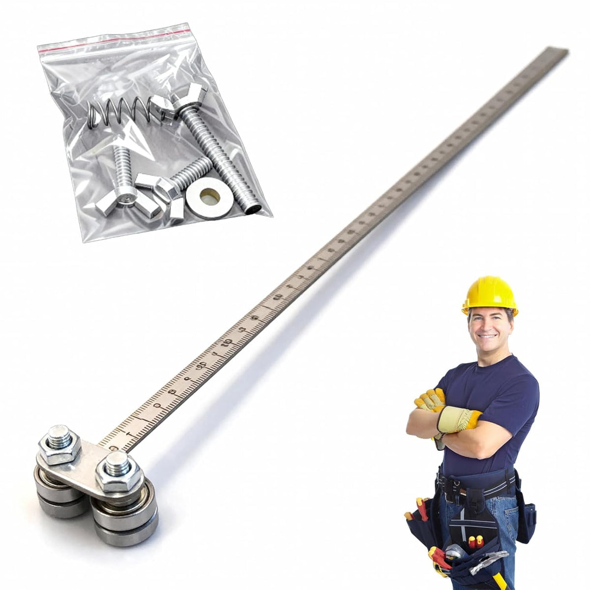 Positioning Calipers for Precise Measurements & Easy Wood Cutting, Stainless Steel Circular Saw Guide Adjustable Guide Rail with Locking Screw Furniture DIY Carpentry (Single axis, 50cm/20in)