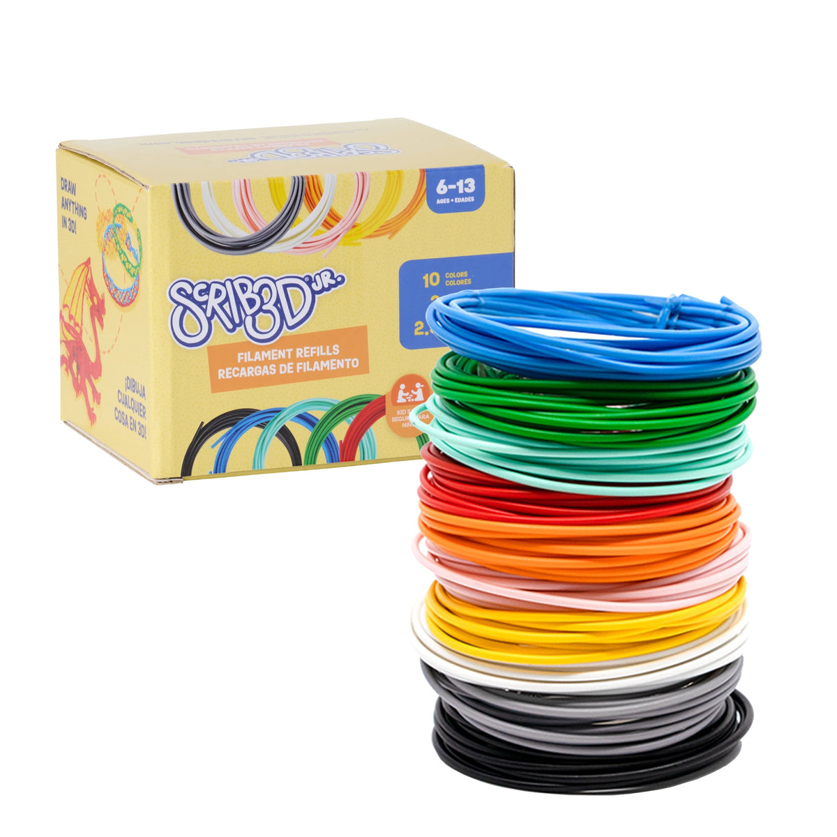 SCRIB3D Junior 3D Printing Pen for Kids Ages 6+, No Hot Parts, Includes 30 ft Filament and Activity Guide