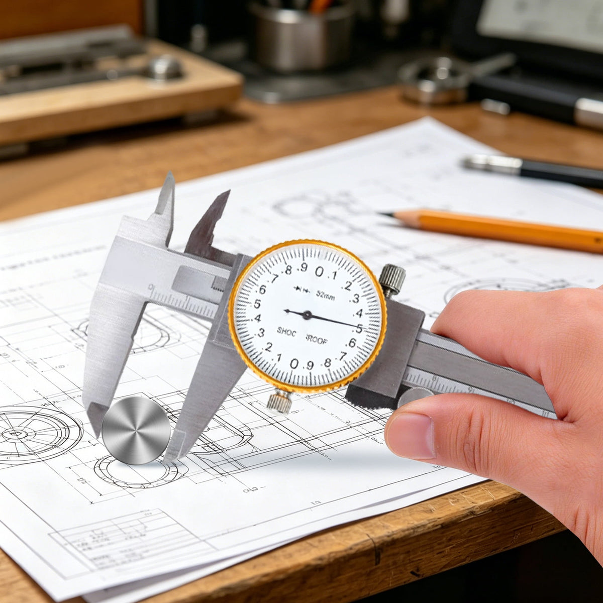Stainless Steel High Precision Dial Caliper 0-150mm Four-Purpose Measuring Ruler Woodworking Machinery Precision Measuring Tool