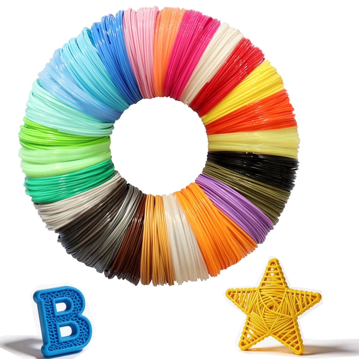 Tmwefusc 300 Pcs 2.5mm 3D Pen PCL Refill Assorted Color Resealable 3D Printer Filament Refill for Kid