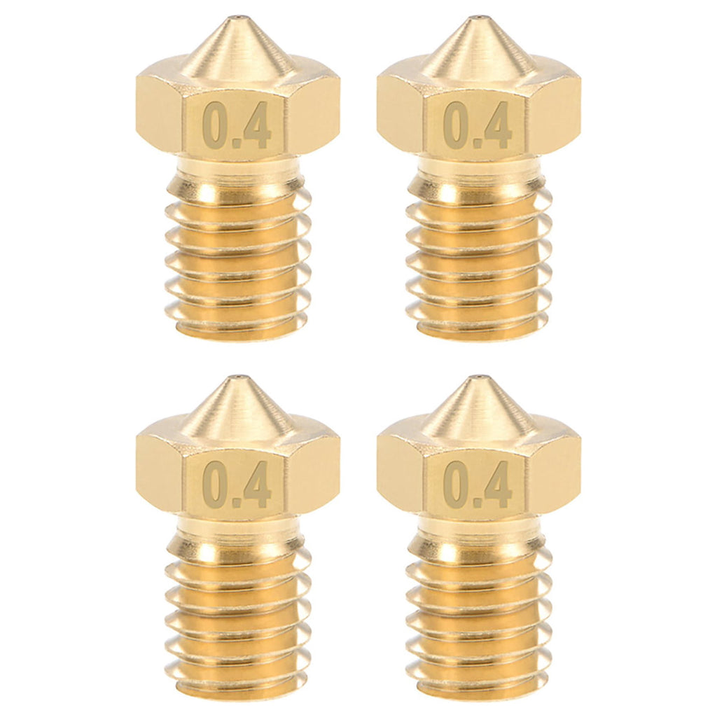Unique Bargains 0.4mm 3D Printer Nozzle Head M6 Thread for V5 V6 3mm Extruder Print, Brass 4pcs