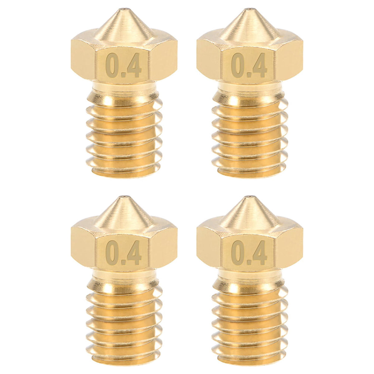 Unique Bargains 0.4mm 3D Printer Nozzle Head M6 Thread for V5 V6 3mm Extruder Print, Brass 4pcs