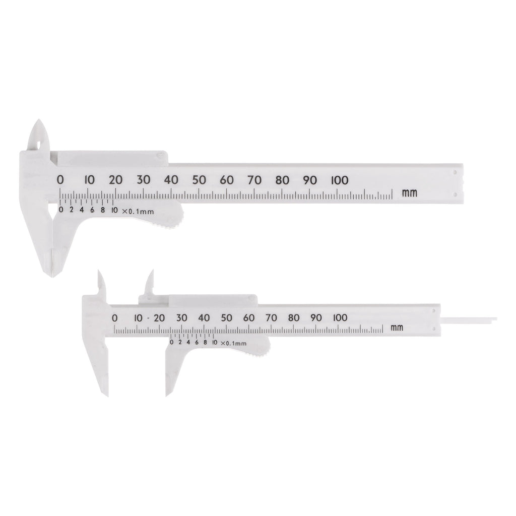 Uxcell 10pcs Mini Plastic Vernier Caliper 100mm Single Scale Metric Sliding Gauge Measuring Tool Ruler, White