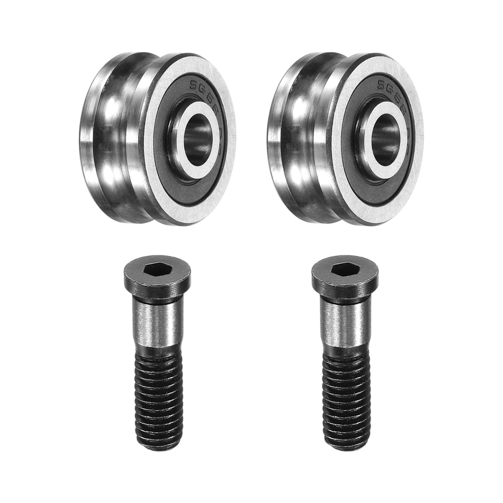 Uxcell 2 Pcs U Groove Bearings, 6x22x10mm Rail Ball Bearings Groove Guide Pulley Bearing Steel Replacement for Rail Track Linear Motion System Printing Project ABEC1