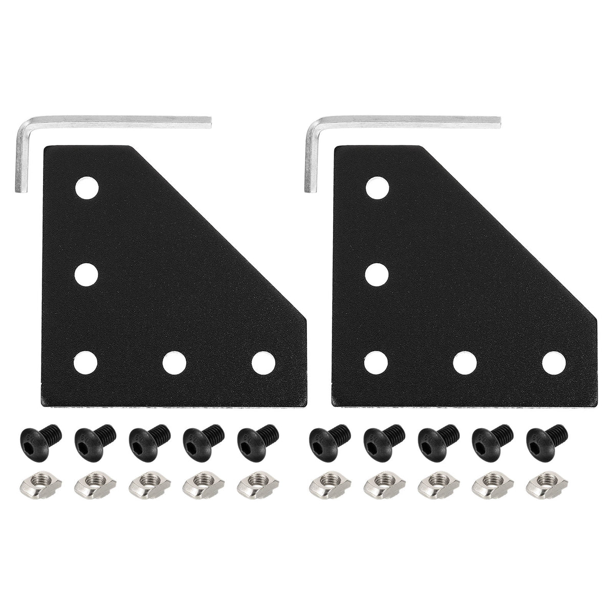 Uxcell 2Set 2020 Corner Bracket Plate, L-Slot Aluminum Extrusion Connector, Outside Joint Plate with Screws for 2020 Series Aluminum Profile 3D Printer Frame, Black
