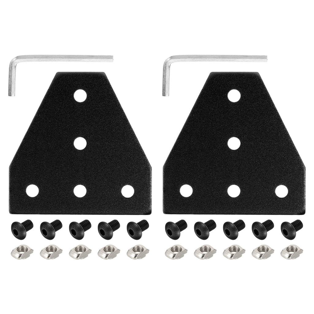 Uxcell 2Set 2020 Corner Bracket Plate, T-Slot Aluminum Extrusion Connector, Outside Joint Plate with Screws for 2020 Series Aluminum Profile 3D Printer Frame, Black