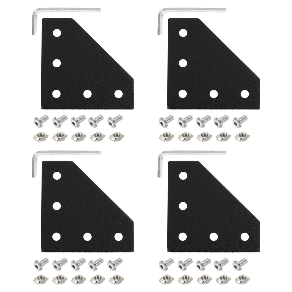 Uxcell 4Set 2020 Corner Bracket Plate, L-Slot Aluminum Extrusion Connector, Outside Joint Plate with Screws for 2020 Series Aluminum Profile 3D Printer Frame, Black