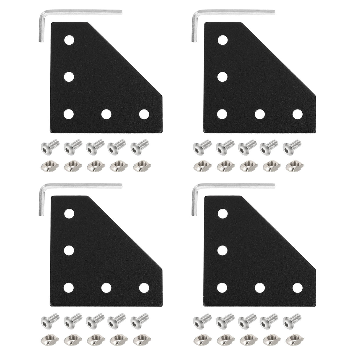Uxcell 4Set 2020 Corner Bracket Plate, L-Slot Aluminum Extrusion Connector, Outside Joint Plate with Screws for 2020 Series Aluminum Profile 3D Printer Frame, Black
