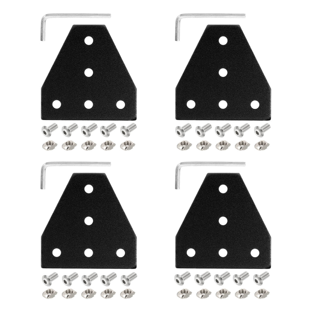 Uxcell 4Set 2020 Corner Bracket Plate, T-Slot Aluminum Extrusion Connector, Outside Joint Plate with Screws for 2020 Series Aluminum Profile 3D Printer Frame, Black