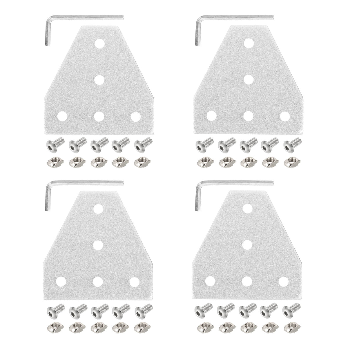 Uxcell 4Set 2020 Corner Bracket Plate, T-Slot Aluminum Extrusion Connector, Outside Joint Plate with Screws for 2020 Series Aluminum Profile 3D Printer Frame, Silver Tone