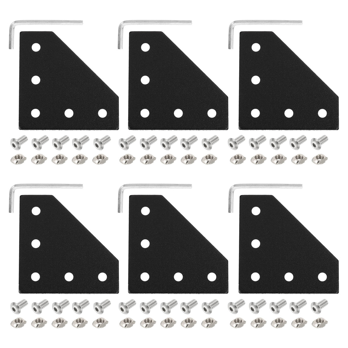 Uxcell 6Set 2020 Corner Bracket Plate, L-Slot Aluminum Extrusion Connector, Outside Joint Plate with Screws for 2020 Series Aluminum Profile 3D Printer Frame, Black