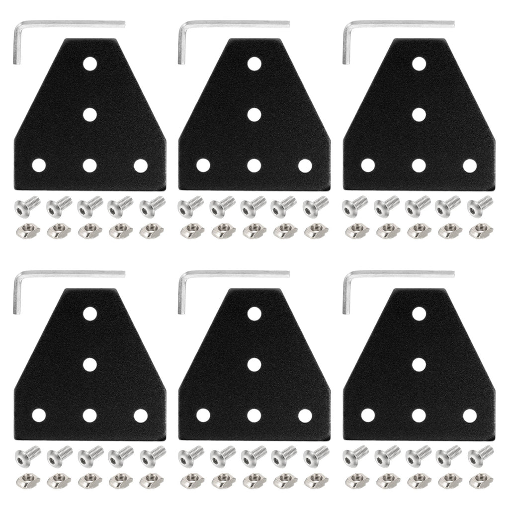 Uxcell 6Set 2020 Corner Bracket Plate, T-Slot Aluminum Extrusion Connector, Outside Joint Plate with Screws for 2020 Series Aluminum Profile 3D Printer Frame, Black