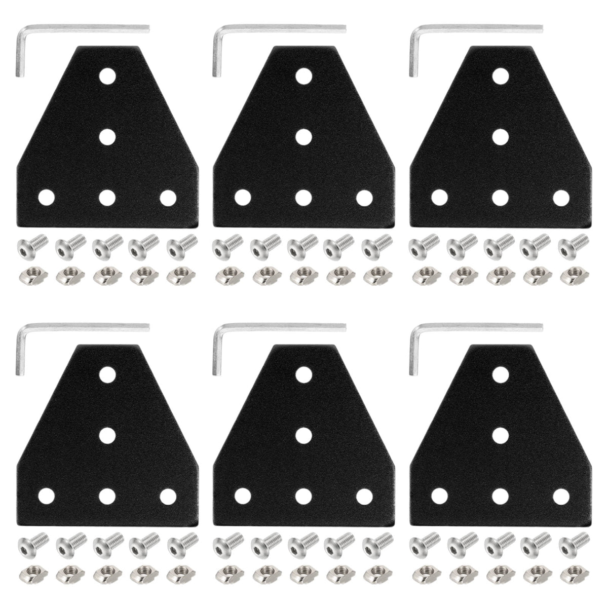 Uxcell 6Set 2020 Corner Bracket Plate, T-Slot Aluminum Extrusion Connector, Outside Joint Plate with Screws for 2020 Series Aluminum Profile 3D Printer Frame, Black