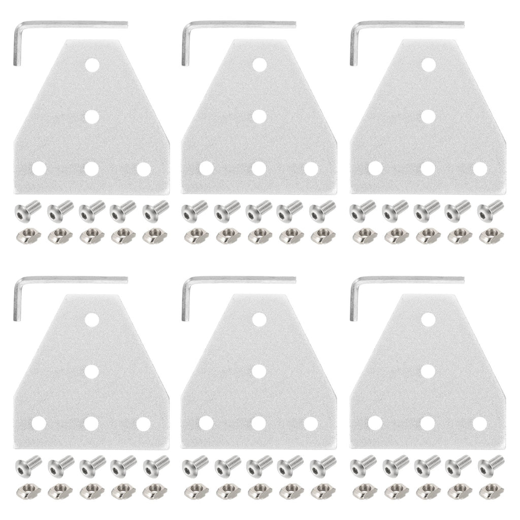 Uxcell 6Set 2020 Corner Bracket Plate, T-Slot Aluminum Extrusion Connector, Outside Joint Plate with Screws for 2020 Series Aluminum Profile 3D Printer Frame, Silver Tone