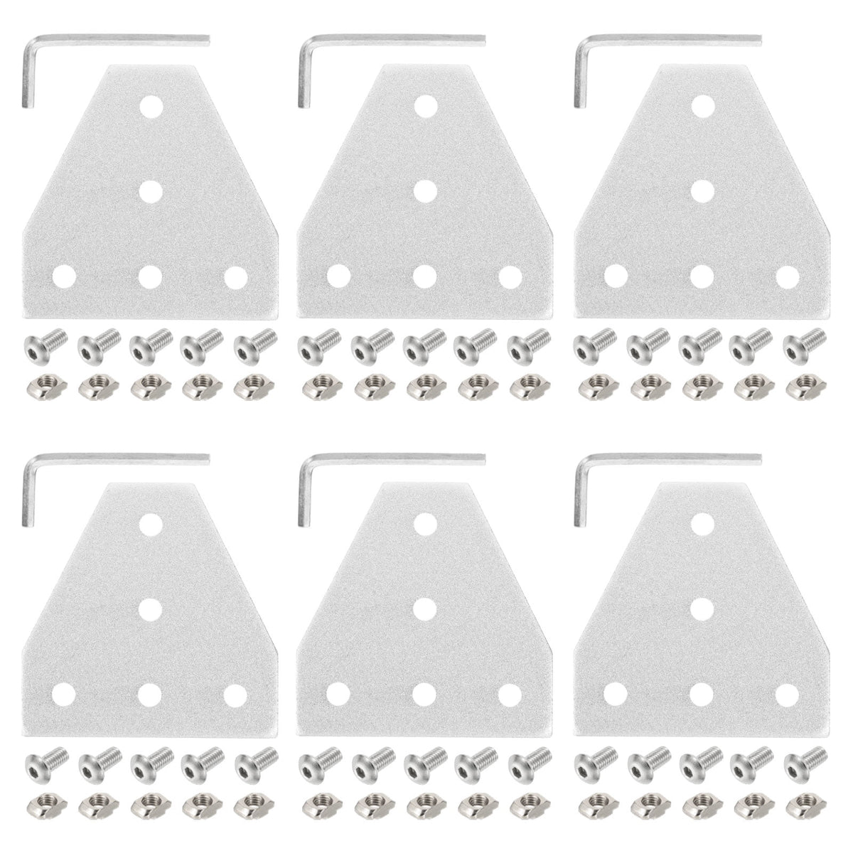 Uxcell 6Set 2020 Corner Bracket Plate, T-Slot Aluminum Extrusion Connector, Outside Joint Plate with Screws for 2020 Series Aluminum Profile 3D Printer Frame, Silver Tone
