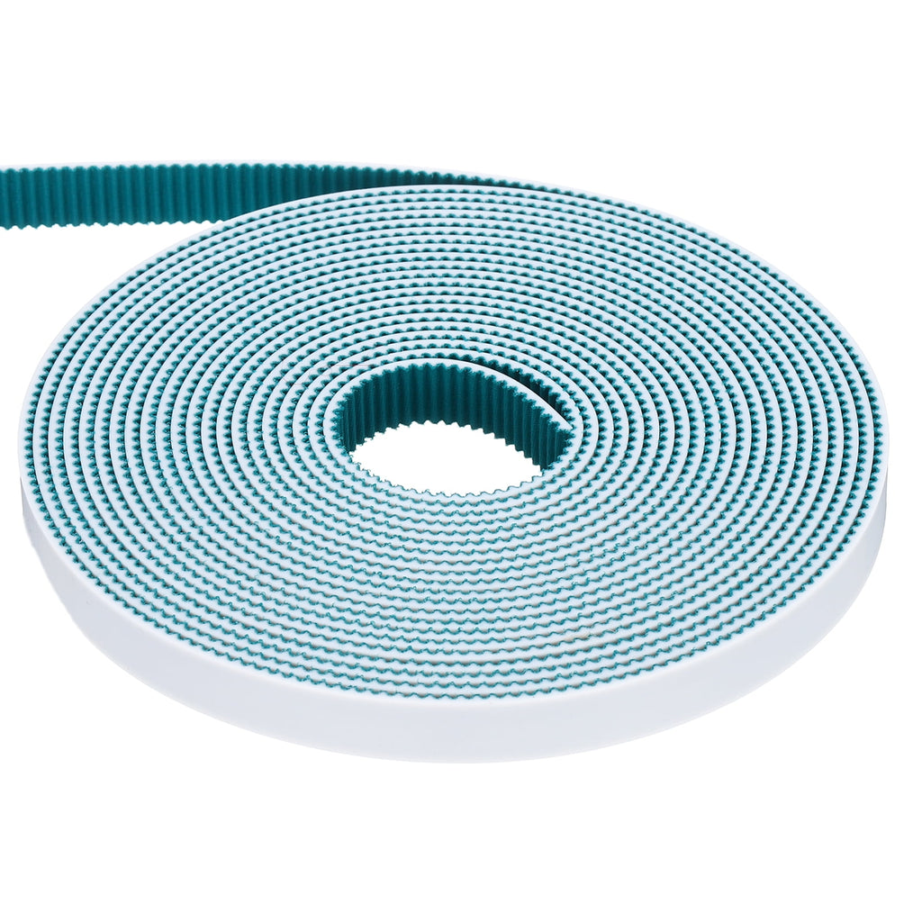 Uxcell PU Steel Cord 2GT Timing Belt Green Cloth Teeth 10x5000mm 2mm Pitch 2mm Thick White Open Loop Pulley Timing Belt for 3D Printer